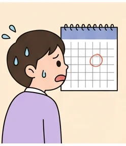 달력에 시험, 걱정하는 학생