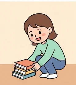 책 줍기를 도와주는 친구