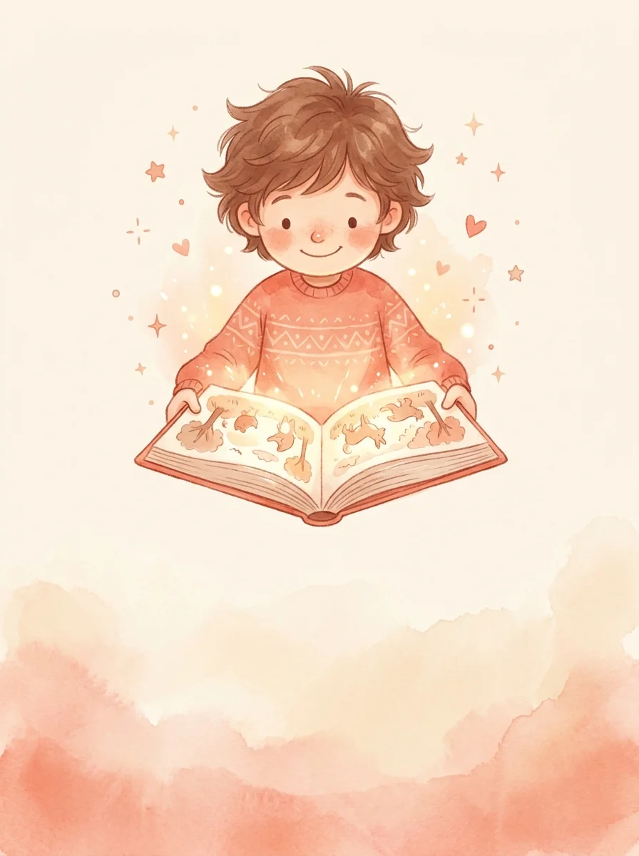 책과 함께 즐겁게 읽는 아이 그림