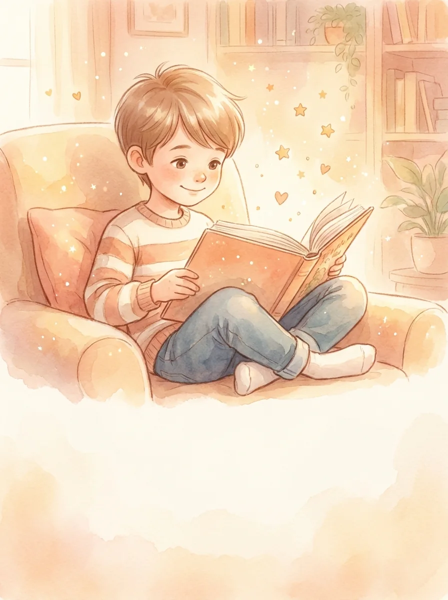 책과 함께 즐겁게 읽는 아이 그림