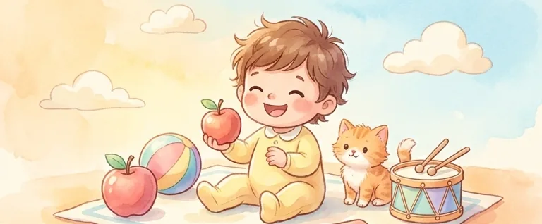 알파벳 글자와 예시 그림이 어우러진 따뜻한 그림
