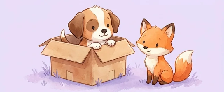 dog 그림과 d o g 글자가 모이는 따뜻한 그림