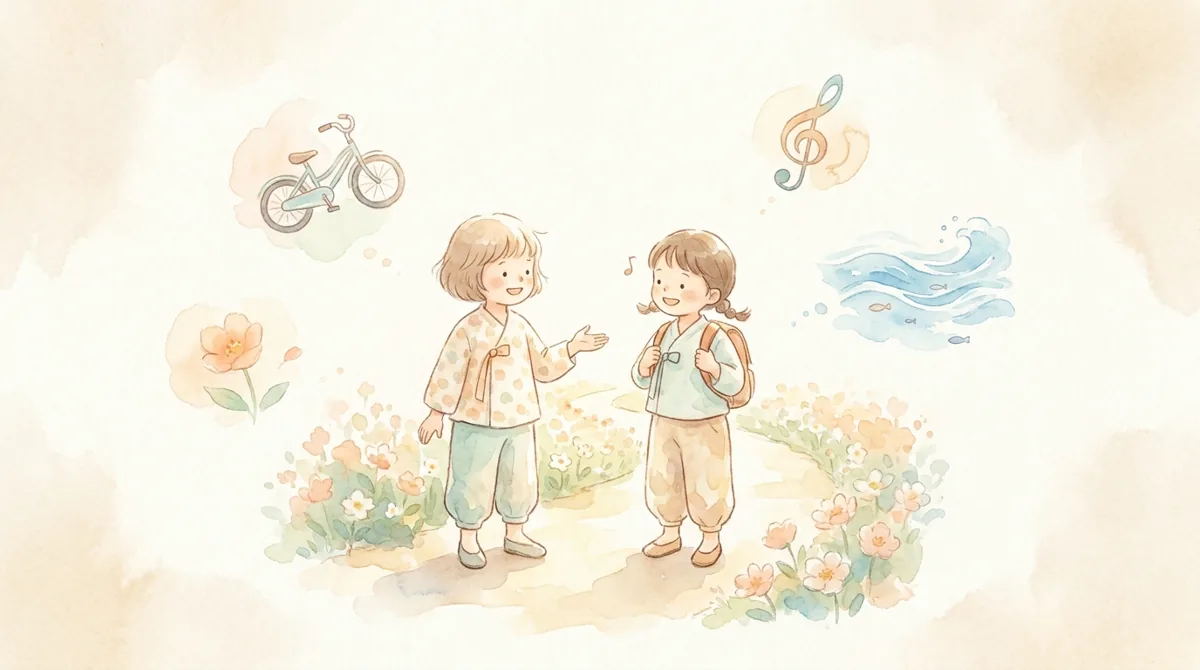 두 친구가 '너 ~할 수 있어?' 하고 묻고 답하는 따뜻한 장면