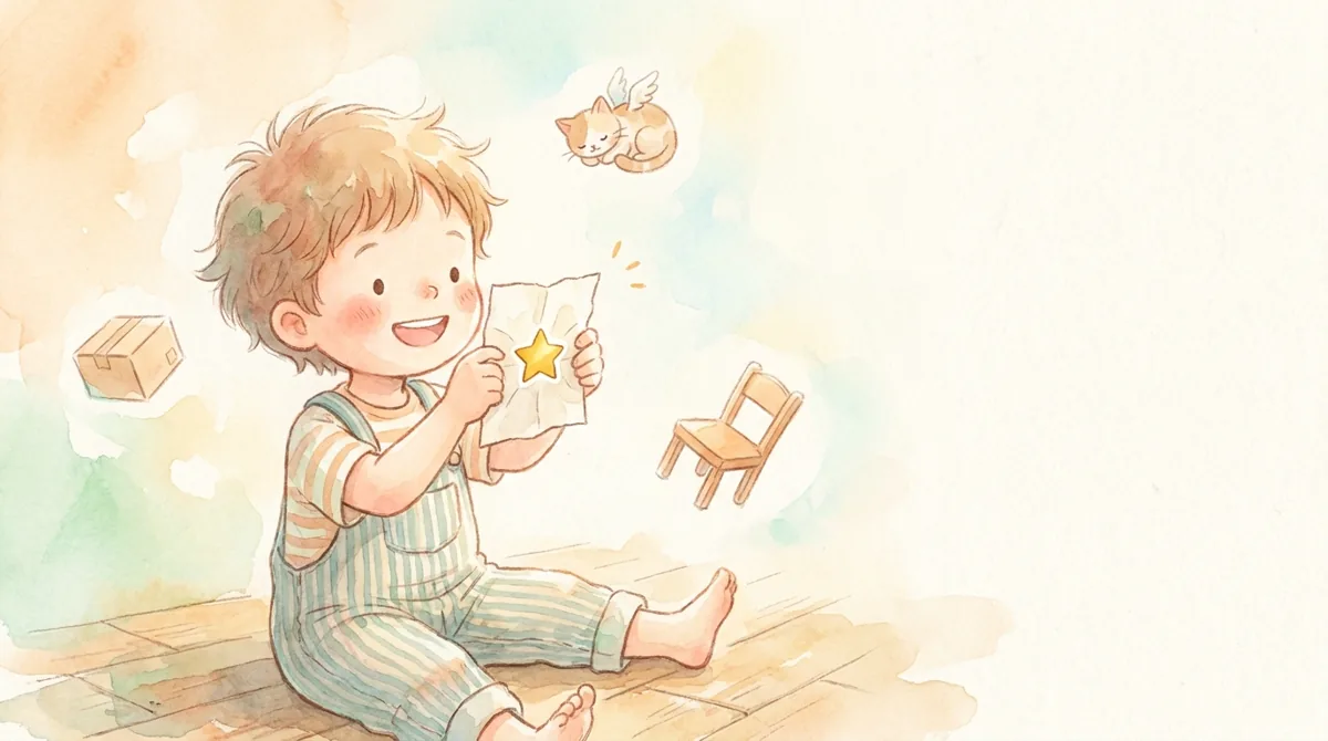 단원7 사물의 위치 단원을 마치고 뿌듯해하는 아이 — 따뜻한 그림