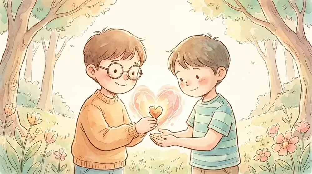 생김새는 달라도 따뜻한 마음으로 함께 웃는 친구들의 그림