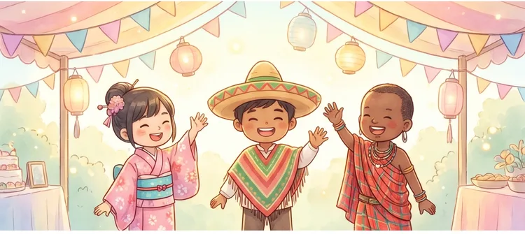 단원11 세계 친구 단원을 마치고 뿌듯해하는 아이 — 따뜻한 그림