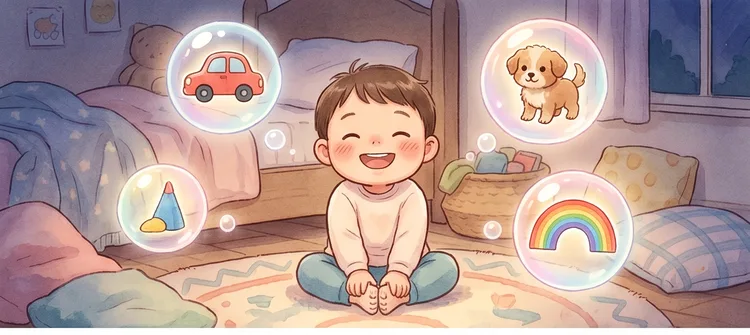 단원2 원하는 것 단원을 마치고 뿌듯해하는 아이 — 따뜻한 그림