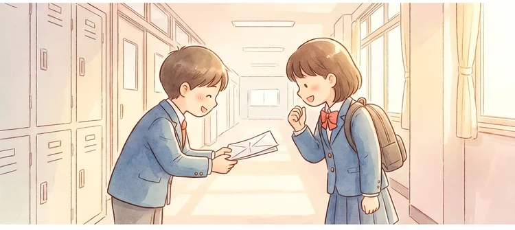 단원3 허락과 요청 단원을 마치고 뿌듯해하는 아이 — 따뜻한 그림