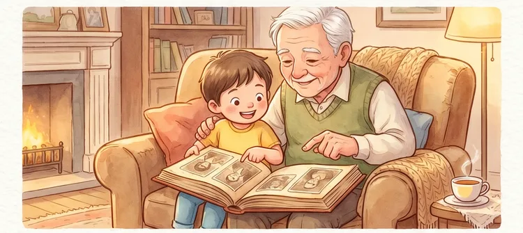 단원7 지난 일 단원을 마치고 뿌듯해하는 아이 — 따뜻한 그림