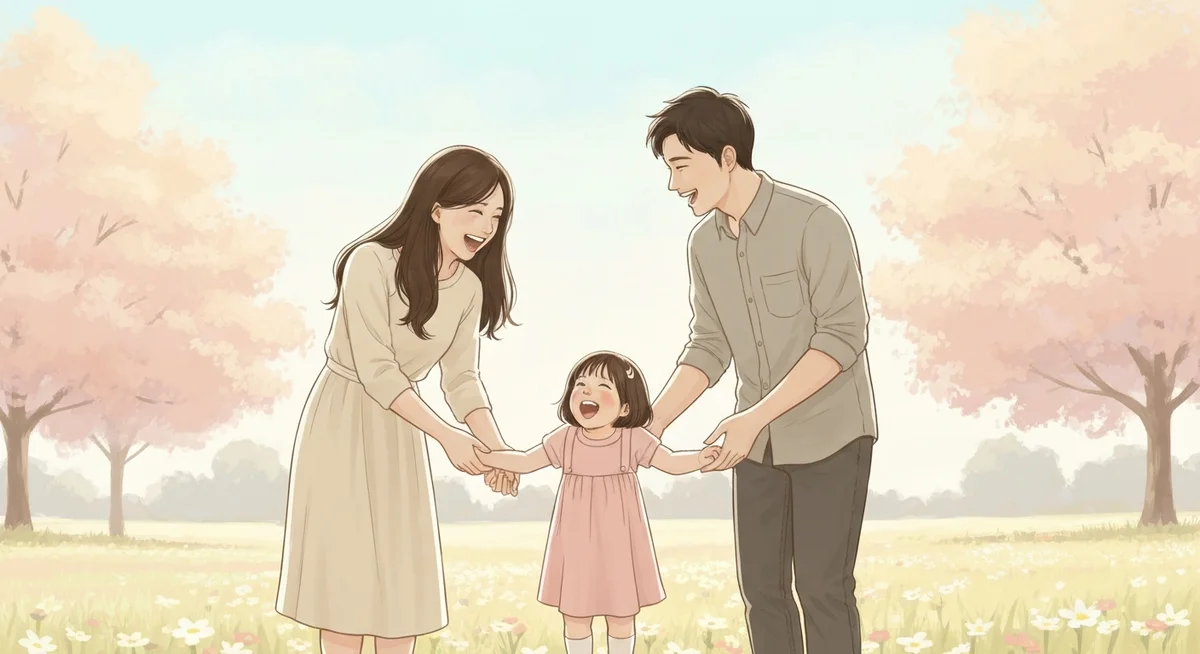 가족 여행의 아름다운 기억을 간직하는 아이의 따뜻하고 감동적인 그림