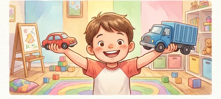 단원9 비교와 비교급 단원을 마치고 뿌듯해하는 아이 — 따뜻한 그림