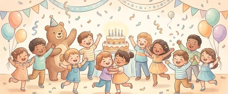 초6 영어를 마치고 기뻐하는 학생들 — 따뜻하고 빛나는 졸업 그림