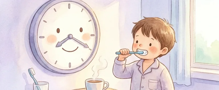단원2 습관과빈도를 마치고 뿌듯해하는 아이 — 따뜻한 수채화 그림